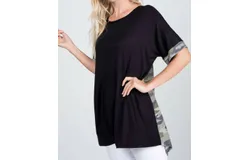 Heimish Usa Camo Criss Cross Tunic Top In Black