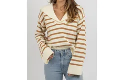 Creamon Elevate Striped Sweater In Cinnamon