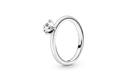 Anillo Pandora Solitario Corazón Transparente Original 198691C01 &vert; Joyería De Lujo Para Mujer &vert; Ideal Para Regalo Elegante &vert; Compatible Con Charms Pandora