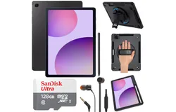 Samsung Galaxy Tab S6 Lite 10&period;4" 64GB WiFi Android Tablet&comma; S Pen &lpar;Oxford Gray&rpar; &plus; 10&period;4" Tablet Case For Samsung Tab S6 Lite Galaxy Cover Case Tab w&sol; Pencil Holder &plus; SanDisk 128GB Ultra UHS-I microSDXC Memory Card w&sol; SD Adapter &plus; JBL T110 in Ear Headphones