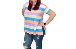 Honeyme Pastel Tee In Peach Multi
