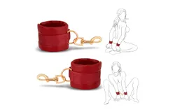 BDSM Bondage Restraints Sex Toys - Adjustable Soft Leather Handcuffs Ankle Cuffs Adult Toy&comma; Furniture Restraint Kit for Men Women Couples SM Game Play &vert; Red