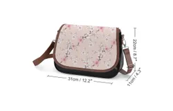 Pink Wild Flowers on Isolated Pastel Vintage Crossbody Bag for Women Medium Leather Hobo Bags Shoulder Bag Classic City Leather Satchels