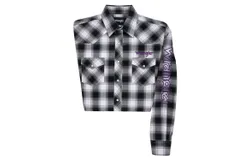Wrangler Men&apos;s Long Sleeve Logo Western Snap Shirt In Black & White