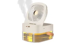 Humidifying spray fan desktop remote control timer mini chiller fan wind power mute USB fan-white