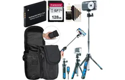 Neoprene Compact Protective Carrying Case for Digital Camera &plus; Cleaning Kit &plus; Transcend 128GB SDXC&sol;SDHC 300S Memory Card &plus; Li-On Battery For Canon NB-11LH &plus; 7-in-1 Streaming Essentials Selfie Tripod Selfie Stick
