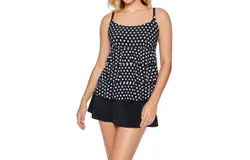 Longitude Ruffle Faux Skirtini Swimdress In Many Moons