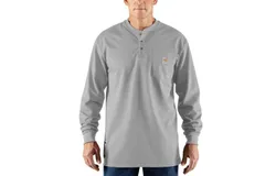 Carhartt Men&apos;s Force Cotton Long Sleeve T-Shirt In Light Grey