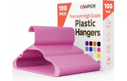 Pink Plastic Hangers 100 Pack&ndash; Heavy-Duty Plastic Hangers Slim and Space-Saving Hangers&comma; Durable and Lightweight PP Hangers with Non-Slip Shoulder Notches for Slip Dresses&comma; Suits&comma; Jackets & Camisoles