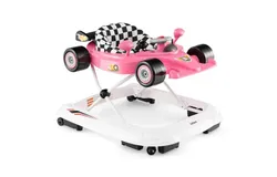 Foldable Baby Walker&comma; 3 in 1 Toddler Activity Center Leaning-Seated Walk-Behind with Steering Wheel&comma; Adjustable Height&comma; Lights&comma; Music&comma; Washable Seat Cushion &lpar;Pink&rpar;