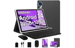 2025 Android 14 Tablet 10 inch Octa-Core Tablets with 22GB RAM&plus;128GB ROM，8000mAh Large Battery&comma;1280x800 IPS HD Touch Screen&comma;Support Widevine L1&comma;Keyboard & Mouse Included-Black