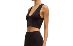 Leset Rio V Crop Tank Top In Chocolate