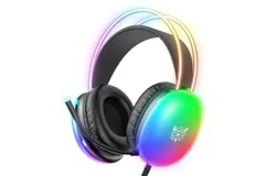 ONIKUMA New Headset Full Dynamic RGB Light Gaming Headphones with Mic Wired Headset Gamer Overear Surround Sound-black