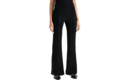 Ganni Viscose Stretch Crepe Flared Pant In Black