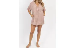 Levee Checkered Shirt Dress In Dusty Rose