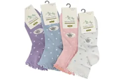 Women&apos;s Bamboo Socks - Low Cut Quarter Scalloped Edge Pastel Colors