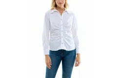 Nicole Miller Amber Stretch Button Down Shirt In Brilliant White