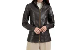 Nine West Classic Racer Leather Jacket In Black