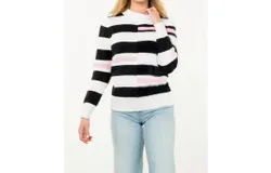 Thml Striped Knit Sweater In White&sol;pink&sol;black