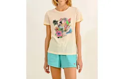 Molly Bracken Exotic Bay Graphic Top In Offwhite