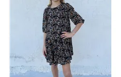 Hayden Girls Drop Waist Botanical Chiffon Dress In Black