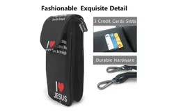 I Love Jesus Pu Leather Crossbody Phone Bag Card Slots Flip Phone Purse With Adjustable Strap 7&period;6x4&period;9inch