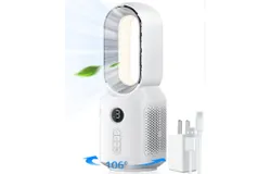 let&apos;me Desk Fan&comma; 106° Oscillating Fan for Indoors&comma;Bladeless Fan with 3 Speeds&comma; Small Office Fan with LED Light&comma; 13 Inch Personal Small Fan for Bedroom Home Office Desktop&comma;white