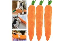 The Mellow Dog Calming Carrot&comma; Carrot Dog Toy&comma; The Mellow Dog Calming Pillow For Dogs&comma; Sturdy Plush Multi-Squeaks And Crinkle Dog And Cat Toys&comma; Cute No Stuffing Carrot With Soft Squeaker &lpar;3 Sets&rpar;