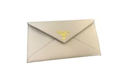 Prada Grey Vitello Grain Leather Long Envelope Wallet