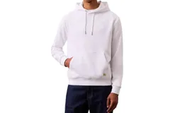 Calvin Klein Monogram Logo Patch Fleece Hoodie In Brilliant White