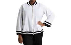 Always For Me Plus Size Hudson Bomber Jacket In White