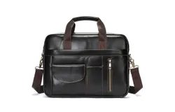 Genuine Leather Briefcase for Men&comma; Laptop Bags-1116 Dark brown