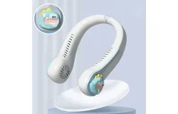 Hanging neck fan USB bladeless fan adjustable rechargeable fan lazy fan-little blue dinosaur