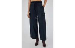 Moussy Adelaide Denim Cargo Pants In Dark Blue