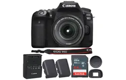 Canon EOS 90D 32&period;5MP Digital SLR Camera &lpar;Refurbished&rpar; &plus; Canon EF-S 18-55mm f&sol;3&period;5-5&period;6 IS STM Lens &plus; Vivitar CBE6NH 7&period;4V 2000mAh Li-ion Battery for Canon LP-E6NH &plus; SanDisk 64GB Ultra SDXC UHS I Memory Card