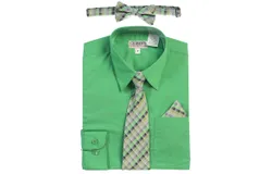 Gioberti Boy&apos;s Long Sleeve Dress Shirt &plus; Plaid Tie&comma; Bow Tie and Hanky