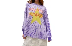 Daydreamer Smashing Pumpkins Siamese Dream Star Longsleeve Tee In Royal Purple Tie Dye