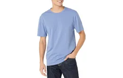 Vince Men&apos;s Garment Dye Short Sleeve Light Blue Crew Neck T-Shirt