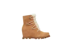 Sorel Joan Of Arctic Wedge Iii Lace Cozy Boots In Tawny Buff&comma; Gum Ii
