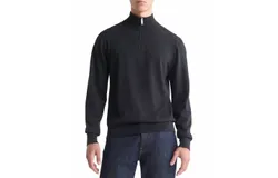 Calvin Klein Fine Merino Wool Blend Quarter Zip Sweater In Gunmetal Heather