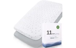 Bassinet Sheets 2 Pack 32" x 18"-Fit for Arm&apos;s Reach Clear-Vue & Cambria Co-Sleeper&comma; RONBEI Bedside Bassinet&comma; Chicco LullaGo Nest Portable Bassinet&comma; Ultra Soft & Super Stretchy&comma; Grey & White Star