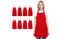 10 Delantal de Cocina Impermeable&comma; Delantal de Trabajo Chef Con Bolsillo&comma; Resistente Desgaste&comma; Transpirable y Aceite&comma; Mandil Unisex para Cocina Camarera Restaurante Barbacoa Regalo Rojo