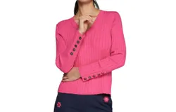 Vilagallo Cuello Jersey V Neck Ribbed Top In Canale Pink