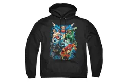 Justice League of America Jl Assemble Adult Pull Over Hoodie &sol; Hooded Sweatshirt
