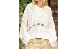 Pol Lace Trim Chenille Sweater In Butter Cream