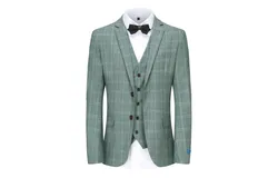 Braveman Men&apos;s 3-Piece Performance Stretch Slim Fit Green & White Plaid Suit