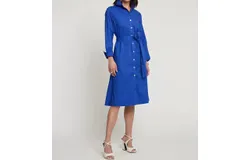 Hinson Wu Tamron Long Sleeve Cotton Dress In Cobalt Blue