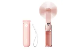 JISULIFE Handheld Mini Fan&comma; 4800mAh&comma;3 IN 1 Hand Fan&comma; USB Rechargeable Small Pocket Fan &lbrack;12-19 Working Hours&rsqb; with Power Bank&comma; Flashlight&comma; Portable Fan for Travel&sol;Summer&sol;Concerts&sol;Lash&comma; Gifts for Women&lpar;Pink&rpar;