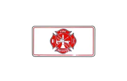 Fire Dept White License Plate