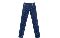 Tractr Kids Mid Rise Star Print Corduroy Skinny Jean In Navy Blue